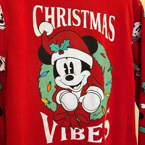 Disney Women's M Mickey Mouse Christmas Pullover Red Sweatshirt Holiday - Picture 7 of 13